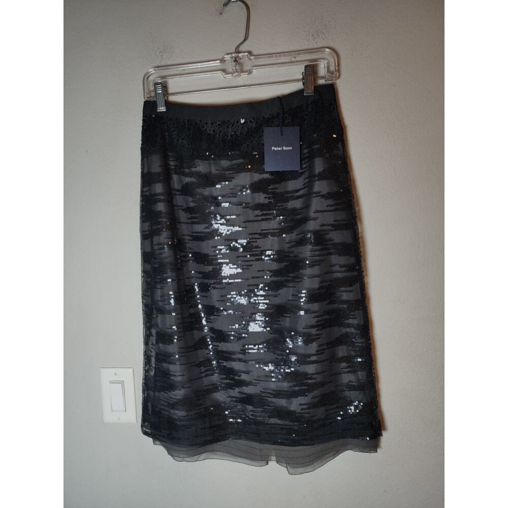 NWT Peter Som Silk Sequin Black Skirt‎ Size 8